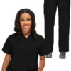 Conjunto médico para mujer: Blusa con cuello en V y pantalón con cordón