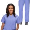 Conjunto médico para mujer: Blusa con cuello en V y pantalón con cordón
