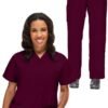 Conjunto médico para mujer: Blusa con cuello en V y pantalón con cordón