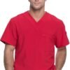 Conjunto médico Dickes para hombre: blusa lisa cuello en V y pantalón cargo con cordón