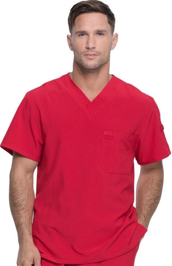 Conjunto médico Dickes para hombre: blusa lisa cuello en V y pantalón cargo con cordón