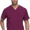 Conjunto médico Dickes para hombre: blusa lisa cuello en V y pantalón cargo con cordón