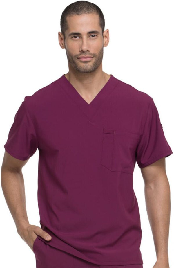 Conjunto médico Dickes para hombre: blusa lisa cuello en V y pantalón cargo con cordón