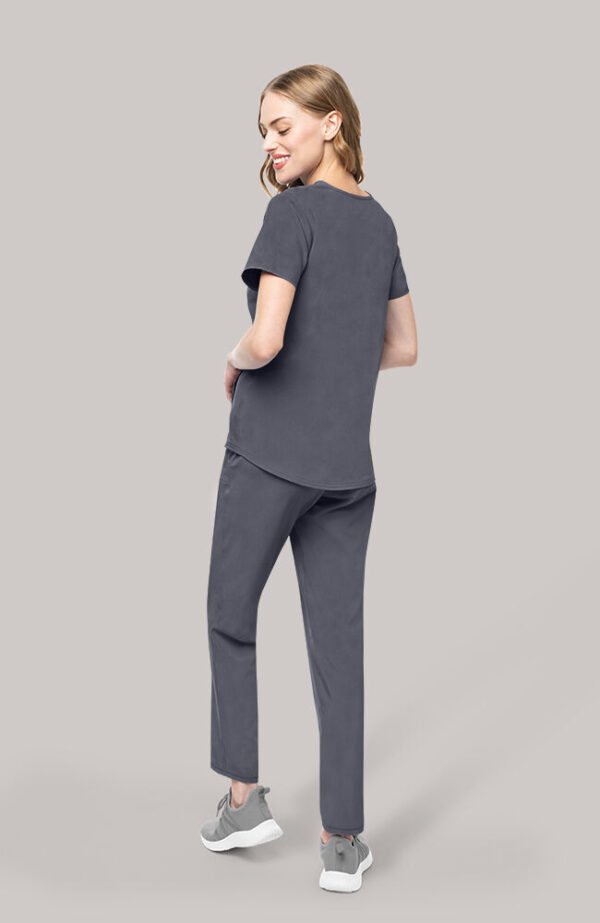 Conjunto médico para mujer: Top con escote en V y pantalón recto con cordón ajustable