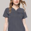 Conjunto médico para mujer: Top con escote en V y pantalón recto con cordón ajustable