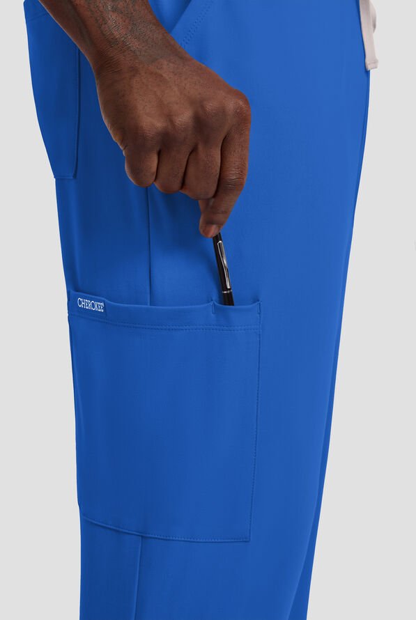 Uniforme Médico Cherokee Achieve para Hombre – Blusa de Punto con Cuello en V y Pantalón Cargo Recto con 5 Bolsillos Elásticos