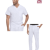 Conjunto médico Dickes para hombre: blusa lisa cuello en V y pantalón cargo con cordón